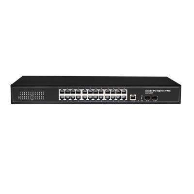 China LACP Enterprise Managed 24GE Ethernet Switch 4XSFP Fiber with ERP SNMP QOS MSTP IGMP POE Mirror VLAN LACP 24 Port for sale