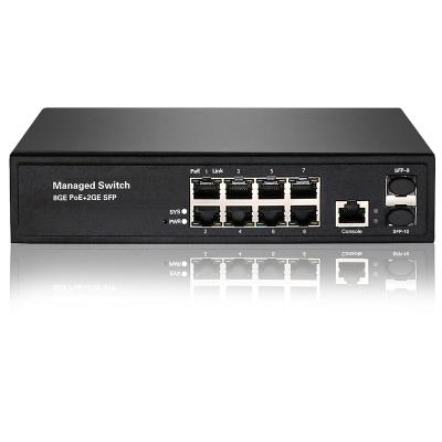 China LACP Enterprise Managed 8XGe Ethernet Switch 2XSFP Fiber With ERP SNMP QOS MSTP IGMP POE Mirror VLAN LACP 10 Port for sale