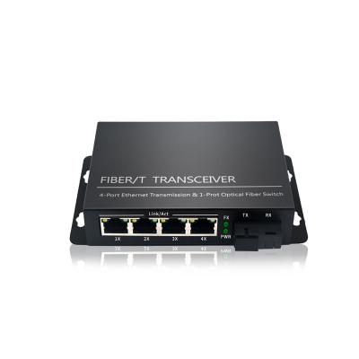 China 4 Left Port Ethernet Optical Fiber Switch POE 10/100/100M Media Converter ES1000-401SC Transmission &1 Port for sale