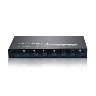 China FTTH FTTB FTTX Network FTTH FTTB FTTX 8 Port 155M FX Plus 2 Gigabit RJ45 Fiber Optic Media Converter Price for sale