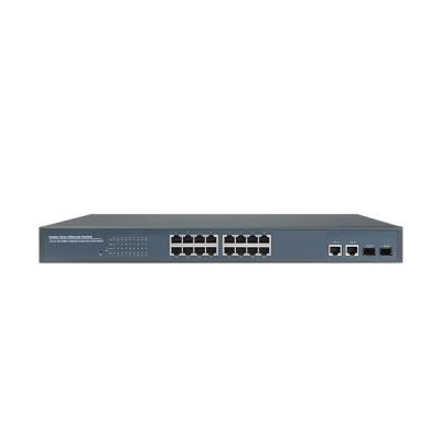 China Port VLAN 10/100 Support 24v Passive 16 Mbps Ports POE Switch with 2 Gigabit SFP Slots for sale