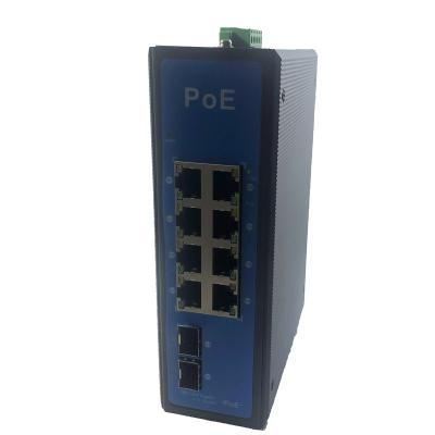 China 8*10/100/1000M + 2*1000M SFP Fiber Port PoE Switch IP40 Protection DIN Level Industrial Unmanaged POE for sale