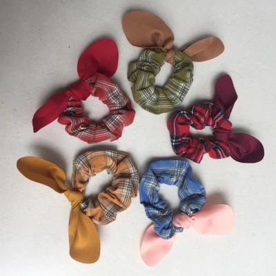 China Wholesale 2022 New Retro Plaid Hair Band College Friendly Material Style Ponytail Female Rabbit Ear Hair Band for sale