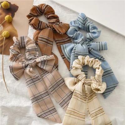 China Korean Bowknot Style Large Intestine Ponytail Hair Ribbon Chiffon Cloth Band Head Band Women Hair Ring Knot Friendly Material for sale