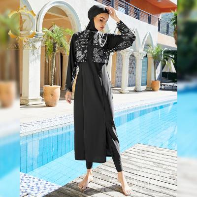 China Plus Size Anti-UV Women Muslim Youth Girls Black Sun Protect Islamic Muslim Women Long Full Swimwear Burkini Swimwear Pakistan for sale