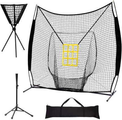 China Durable 7 By 7 Foot Batting Hitting Combo Pitching Tee Net Carriage Strike Zone Baseball Catch Net for sale