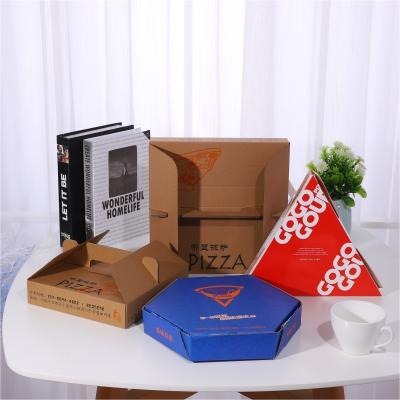 China Wholesale Recyclable Pizza Box Package Cardboard Supplier Custom Design Printed Triangle Pizza Packing Bulk Box for sale