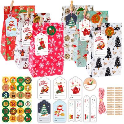 China 24 SETS Recyclable Christmas Paper Santa BAG Cookie Christmas Candy Bag Set for sale