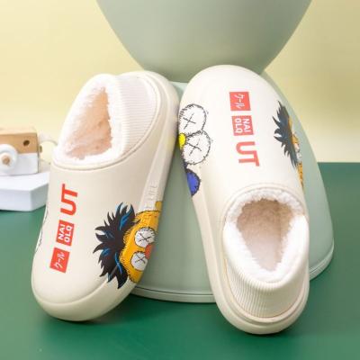 China Designer New Style Home Round Comfort Bedroom Warm Winter Water Proof Graffiti Graffiti Women Slippers for sale