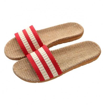 China 2022 Fashion New Trend Ladies Slippers Cotton And Stripe Fashion Design Flat Backdrop Breathable Soft Bottom Slippers for sale