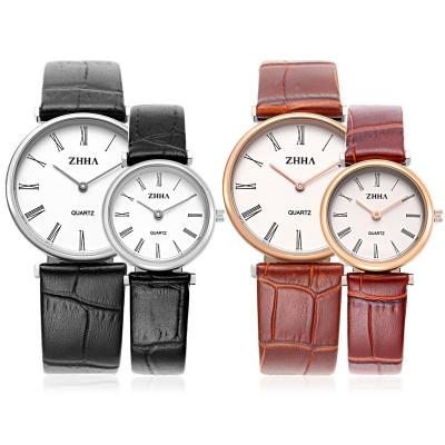 China Water Resistant Fashion Couple Wrist Watch Leather Ultra Thin Quartz Watches 3 Waterproof Atmosphere Couple Watch In Stock for sale