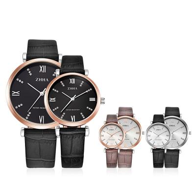 China Hot Selling Minimalist Water Resistant Stainless Steel With Leather Couple Watch for sale