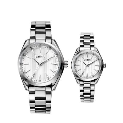 China Factory Made Stainless Steel Strap Quartz Water Resistant Couple Back Water Resistant for sale