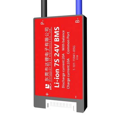 China Over charging protection Daly BMS Li-ion NCM 7S bms 24v 20a waterproof PCM with balance lithium battery protection board for E-bike for sale