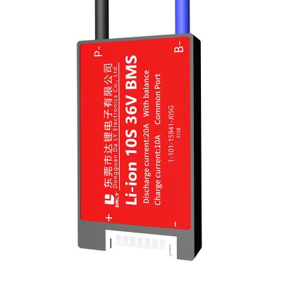 China lithium battery pack Daly bms Li-ion 10S 36V 20A common port with balance for battery pack for solar panel for sale