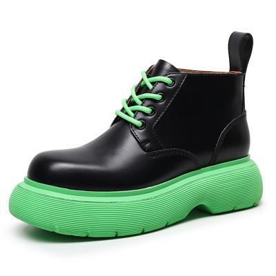 China Around 2022 New Arrive Warm Soft Genuine Leather Ankle Martin Boots Women High Top Winter Shoes Fashion Platform Rain Boots for sale