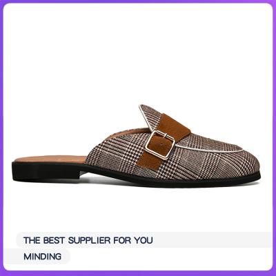 China Fashion Trend Half Muller Shoes Slip On Mules Homme Zapatos Hombre Slippers Double Strap Black Casual Monk Walking Shoes Loafers Men Zapatos Hombre for sale