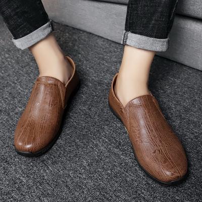 China Cheap Wholesale Fashion Trend Mens PU Leather Casual Shoes Walking Breathable Slip On Loafers Fashion Trend Training Shoes For Men Brown Black for sale