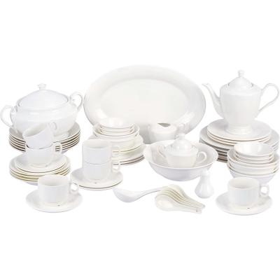 China 2022 Wholesale Popular Viable New Style Porcelain 65 Piece Dinner Set for sale