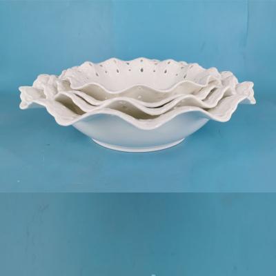 China Viable Hollow Out Large Bowl Luxury White Ceramic Candy Chocolate Bowls for sale