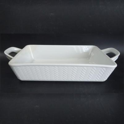 China Sustainable White Rectangular Bakeware Cooking Kitchen And Dinners Ceramic Baking Dish Set for sale