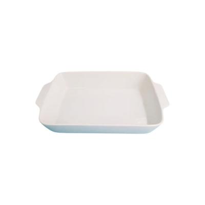 China Wholesale Viable Large Rectangle Oven Cake Bread Porcelain Baking Tray With Lid Molds Dish Ceramic Bakeware for sale