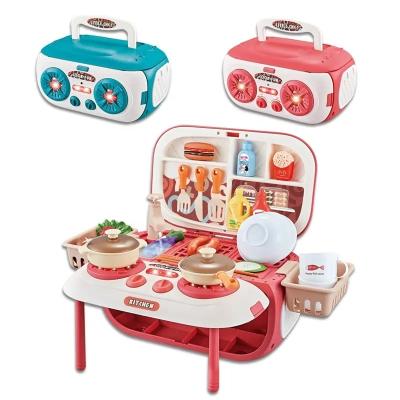 China ABS Plastic Multifunctional 2 in 1 Karaoke Mini Kids Pretend Play Kitchen Stereo Toys Cooking Set with Microphone for sale