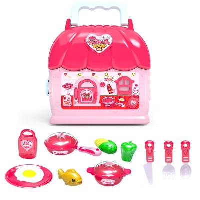 China Plastic Kitchen Toys Cooking Kitchenware Toy Pretend Play Pink Girl Kitchen House Sets with Lights and Music for sale