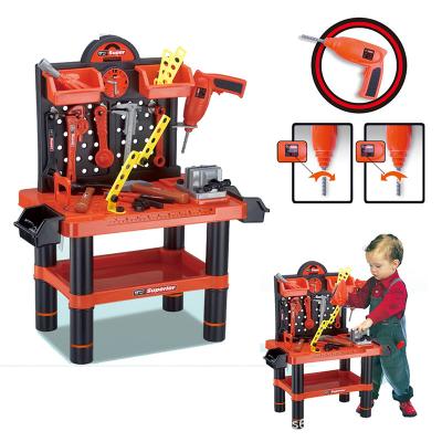 China ABS Plastic Children Play Electric Plastic Tool Toy Set For Kids Room Tools Toys Children Construction Workshop Bench Game for sale