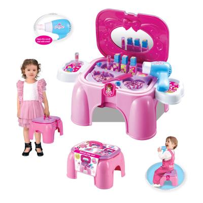 China ABS Plastic Pretend Beauty Set Toys Chair Plastic Makeup Table Toy For Kids Girls Makeup Dress Up Kit for sale