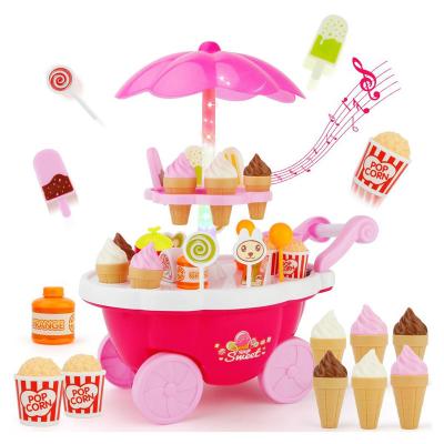 China New ABS Plastic Mini Trolley House Pretend Play Ice Cream Candy Soft Toys For Children for sale