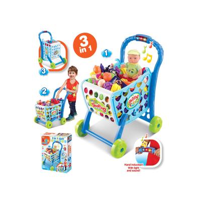 China ABS Plastic Trolley Play Set Creativity Imagination Food Vegetable Fruit Vegetable Shopping Cart Toys For Children for sale