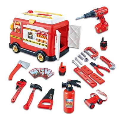 China Educational Child Toys Electric Fire Truck Set Toy Kids Pretend Play Firefighter Toys with Light Music for sale