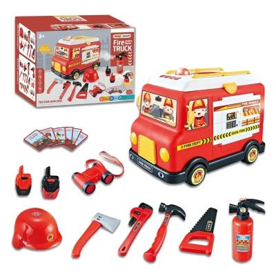 China Wholesale ABS Plastic Kids Pretend Play Toy Fire Rescue Fighter Tool Kit Universal Fire Truck Tool Kit 22 Pieces for sale