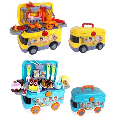 China Preschool Kids Play Tool Toy Set Children Bus Repair Set Wholesale Kits Toys Pretend Play 2 in 1 Cake Girl Toys with Light Music for sale