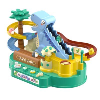 China Slot Toy Dinosaur Racing Track Electric Musical Stair Climbing Toy Slot Slide Track Set Toys For Children for sale