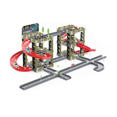 China Slot Toy Hot Selling Electric Track Slot DIY 6 Alloy Cars Slideway Parking Lot Building Toys For Children for sale