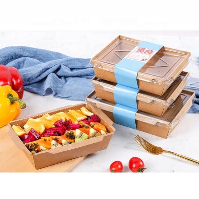 China Custom Materials Disposable Kraft Paper Food Bowl Fast Food Packing Box Recycled Oil-proof Takeout Lunch Box for sale