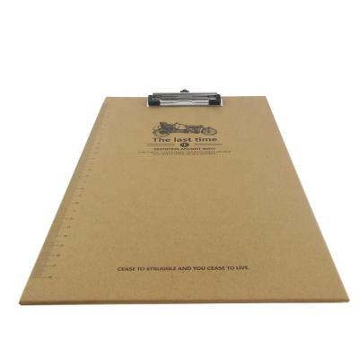 China Wholesale Reusable Custom Printed A4 Kraft Paper Pos Clipboard With Black Metal Clip For Doctor for sale