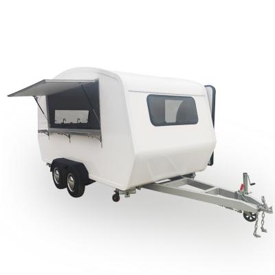 China Optional Food Tools Kitchen Van Trailer White Food Caravan Mobile Corn Hot Dog Single Catering Cart for sale