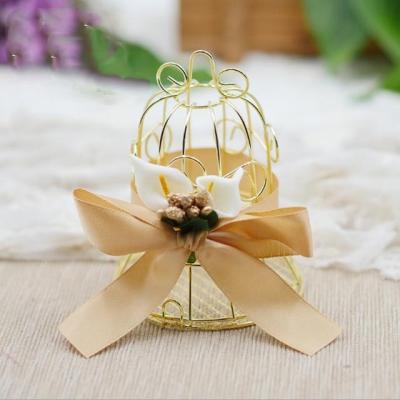 China New Best Selling Morden Gold Metal Cage Wedding Favor and Baby Shower Candy Display Packing Case for sale