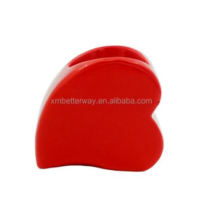 China Modern Red Ceramic Heart Shaped Ceramic Flower Pot Pots For Plants for sale