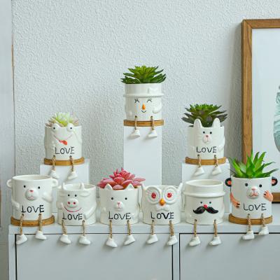 China Creative Hanging Succulent Home Decor Nordic Europe Simulation Doll Flowerpot Ceramic Cactus Living Room Succulent Potting for sale