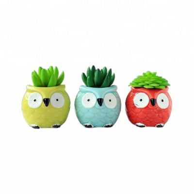 China Hot Selling 3 Inch Country and Owl Shape Ceramic Planter Pot for Christmas Day for sale