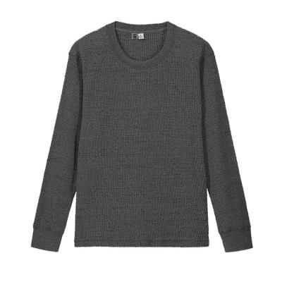 China Breathable China Cotton Waffle Knit Long Sleeve Mens T-shirt Clothes With High Quality for sale