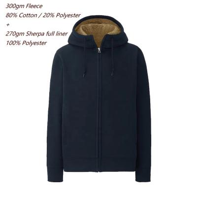 China Warm Wholesale Custom Men's Zipper Fleece Hoodie Sherpa Striped Sweatshirt for sale