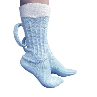 China Christmas Hot Sale Polyester Socks Europe and America Unisex Domestic Women Men's Warm Yellow Blue Polyester Mid-tube Floor Socks Beer Socks for sale