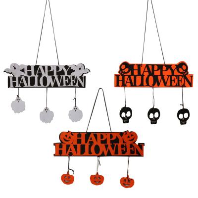 China 2022 Hot Selling Felt Cloth Halloween Decorations Hanging Plates Fashion Scary Props Hang Skeleton Pumpkin Haunted House Plates for sale