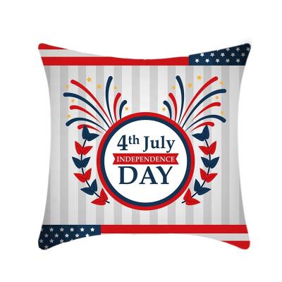 China Hot Sales Waterproof Independence Day Pillow Covers 18x18 Inches Short Plush Canvas Printing Holiday Pillowcase Farmhouse Sofa Cushion Case for sale