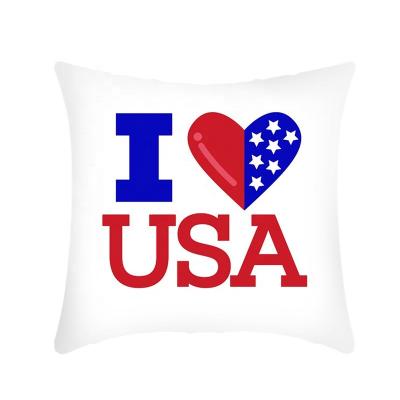 China Hotel New 4th of July Pillow Covers 18x18 Inches Short Plush Printing Holiday Pillowcase Letters Stars Flags Idols Tile Case for sale